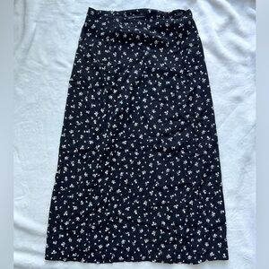 Brandy Melville Black Floral Midi Skirt